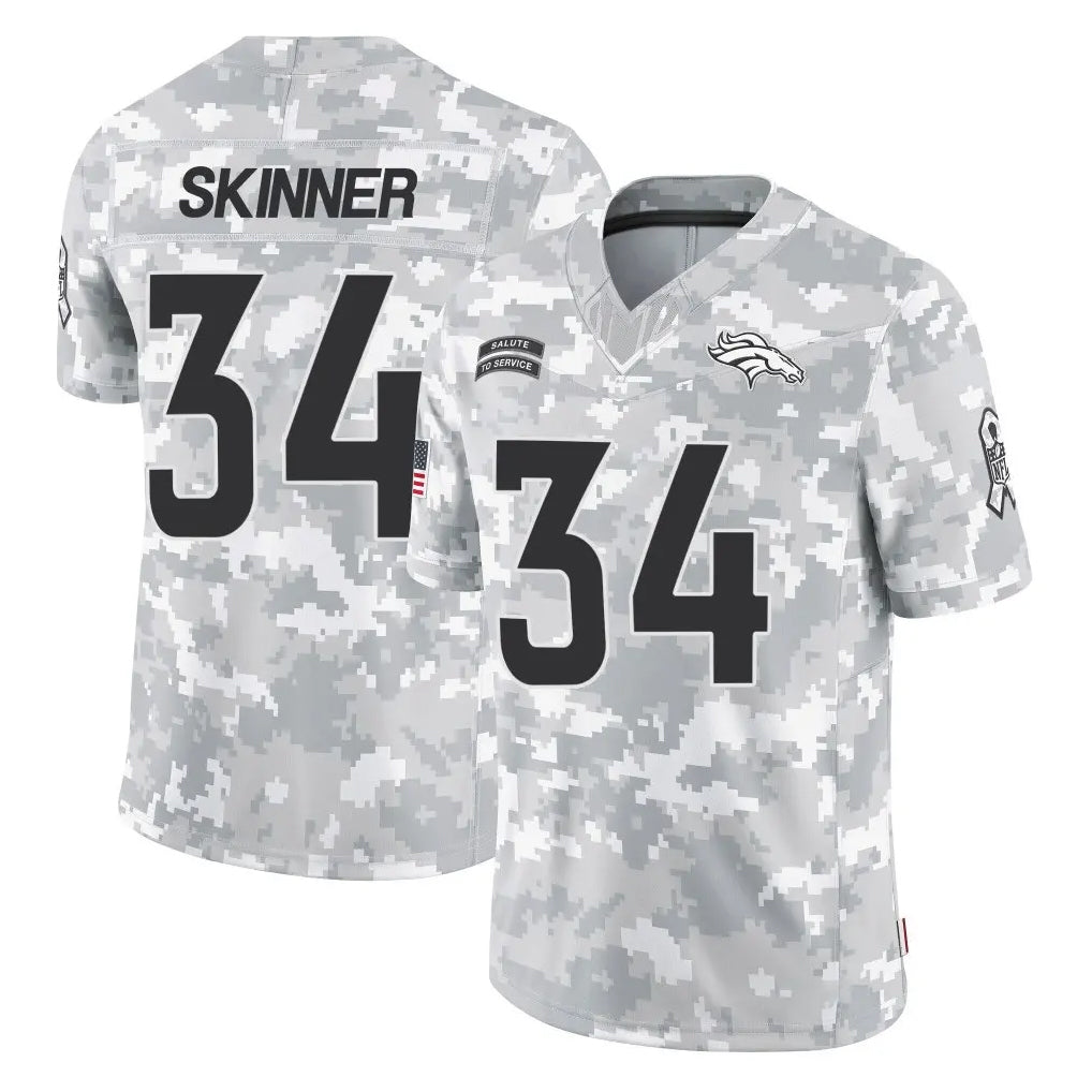 D.Broncos #34 JL Skinner Player Arctic Camo Salute To Service Limited Qdoa Stitched Jerseys