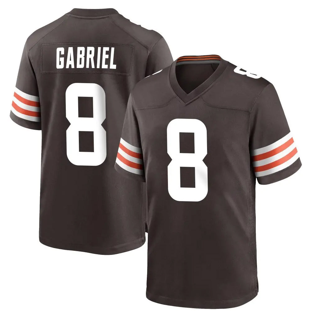 C.Browns #8 Dillon Gabriel Player Brown Home Game Qdoa Stitched Jerseys