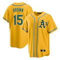 Athletics #15 Seth Brown Player Gold Alternate Home Game Qdoa Stitched Jerseys