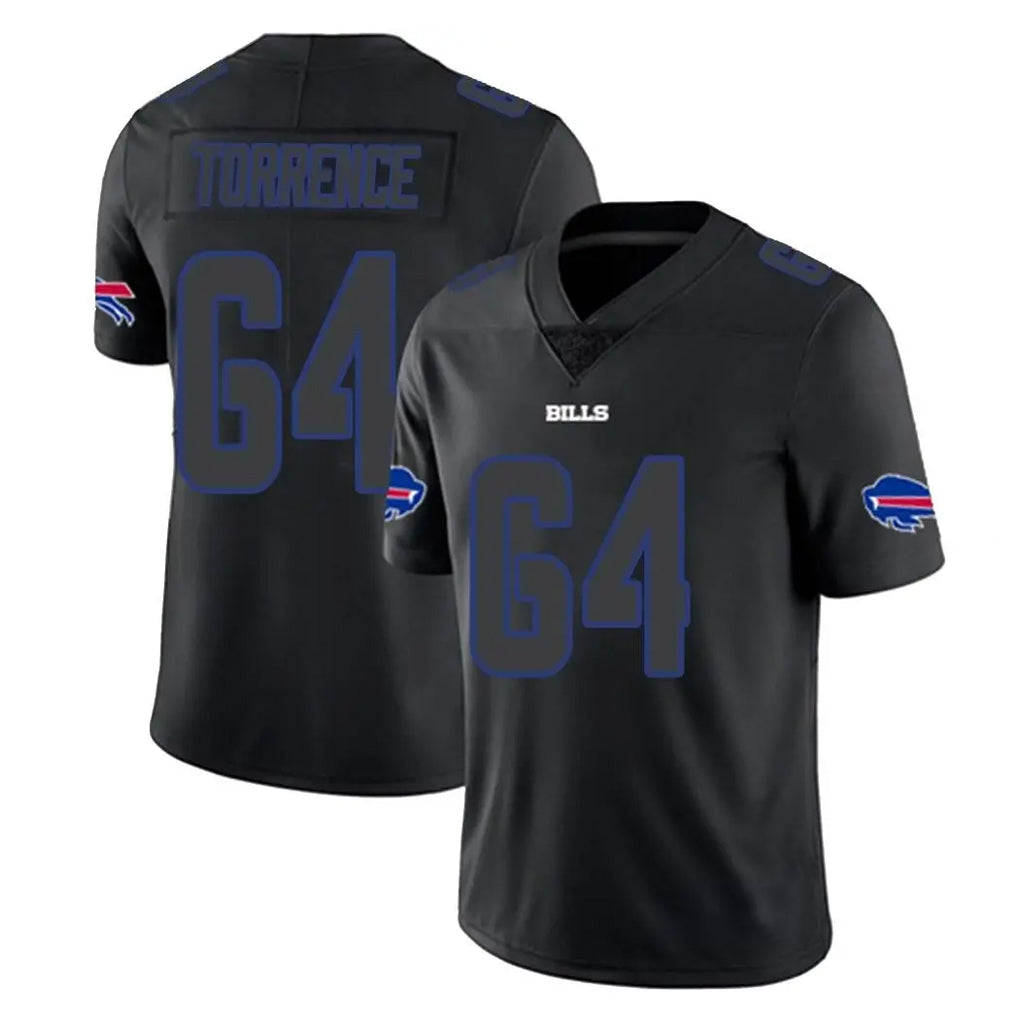 B.Bills #64 O'Cyrus Torrence Player Black Impact Limited Home Game Qdoa Stitched Jerseys