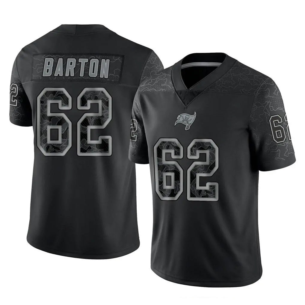 TB.Buccaneers #62 Graham Barton Player Black Reflective Limited Home Game Qdoa Stitched Jerseys