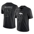 D.Broncos #17 Jaylen Waddle Player Black Reflective Limited Qdoa Stitched Jerseys