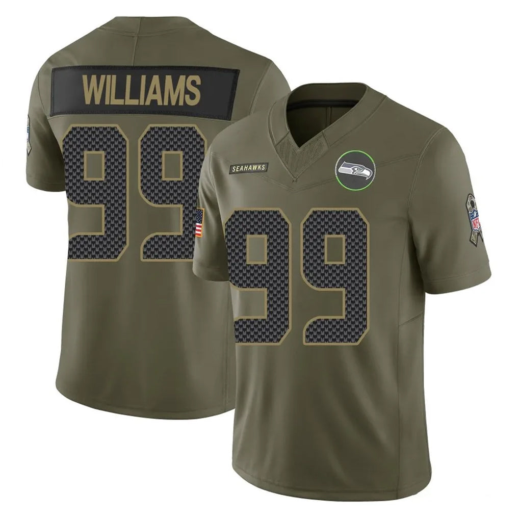 S.Seahawks #99 Leonard Williams Player Olive 2025 Salute To Service Limited Home Game Qdoa Stitched Jerseys