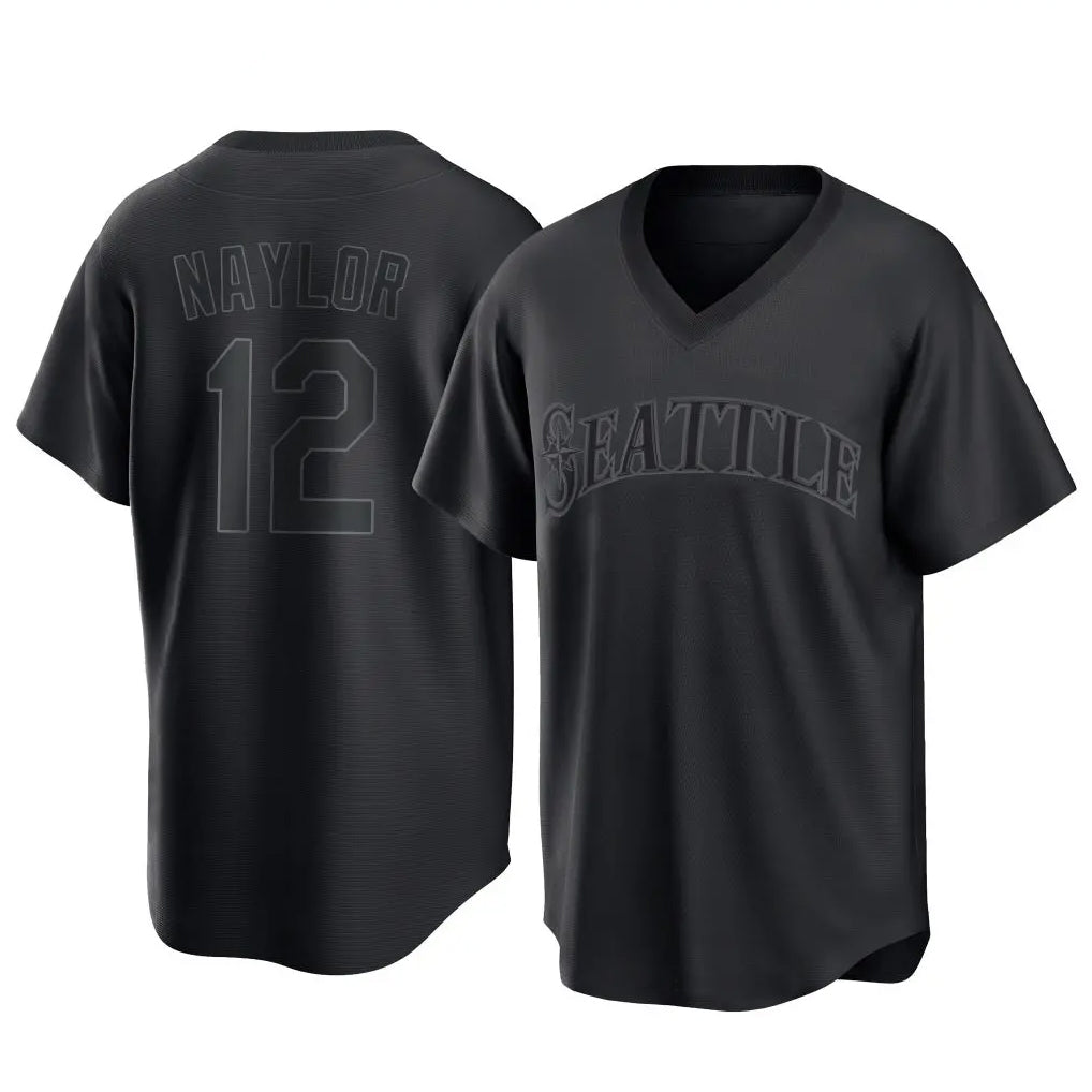 S.Mariners #12 Josh Naylor Player Black Replica Fashion T-shirt Qdoa Stitched Jerseys