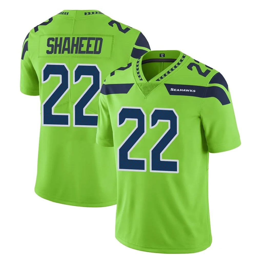 S.Seahawks #22 Rashid Shaheed Player Green Limited Color Rush Home Game Qdoa Stitched Jerseys