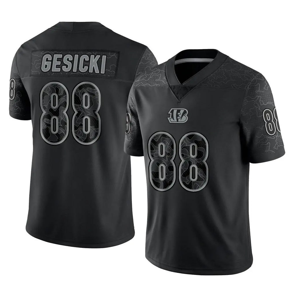 C.Bengals #88 Mike Gesicki Player Black Reflective Limited Game Qdoa Stitched Jerseys