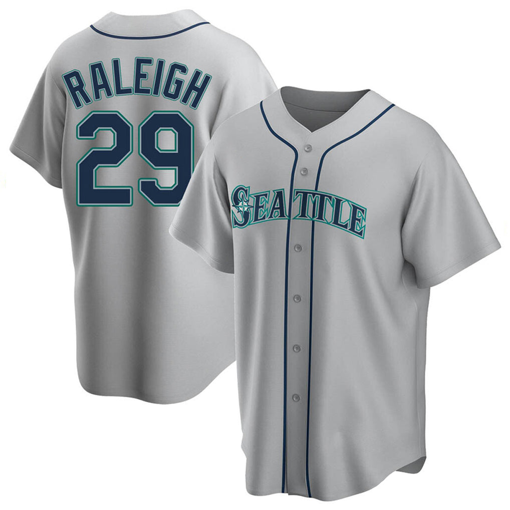 S.Mariners #29 Cal Raleigh Player Gray Home Game Qdoa Stitched Jerseys