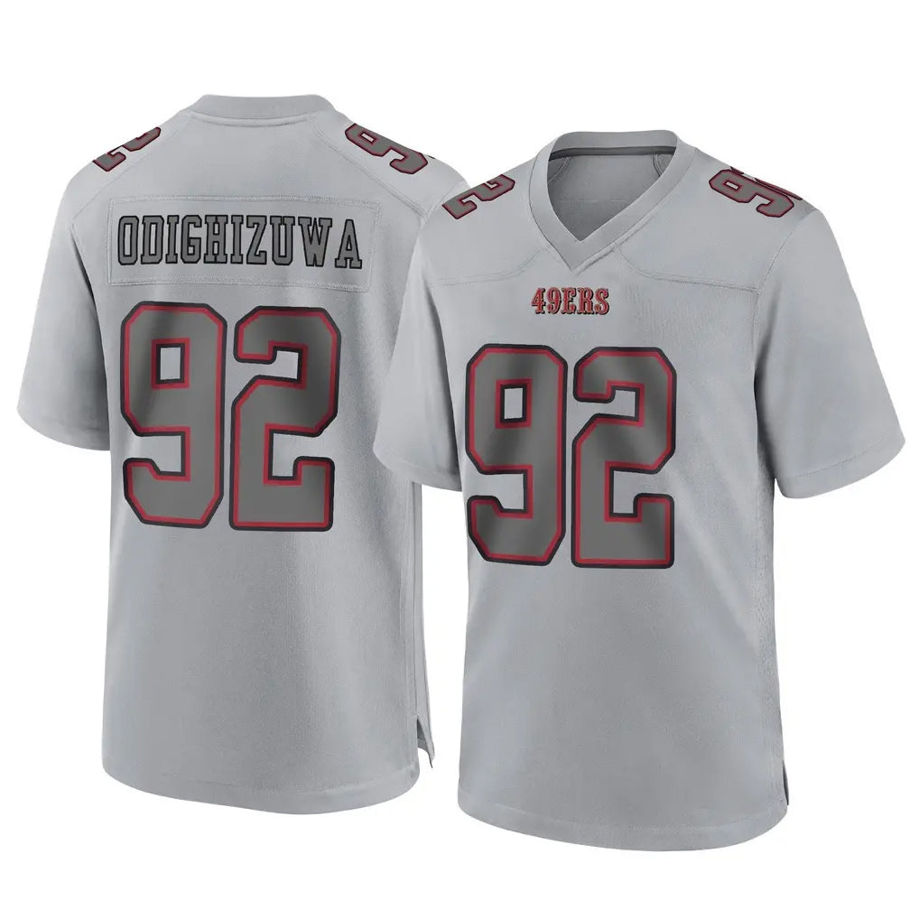 SF.49ers #92 Osa Odighizuwa Player Gray Atmosphere Fashion Home Game Qdoa Stitched Jerseys