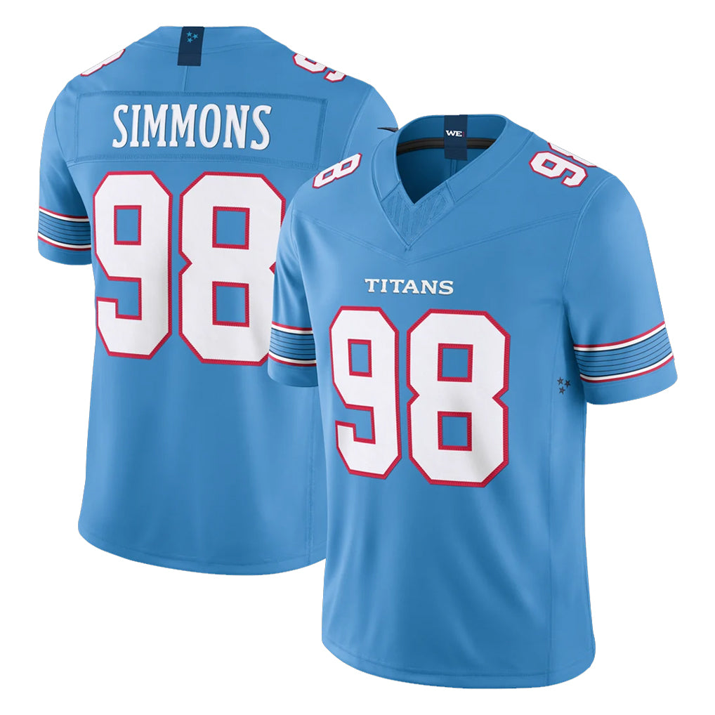 T.Titans #98 Jeffery Simmons Player Light Blue Team Vapor F.U.S.E. Limited Home Game Qdoa Stitched Jerseys