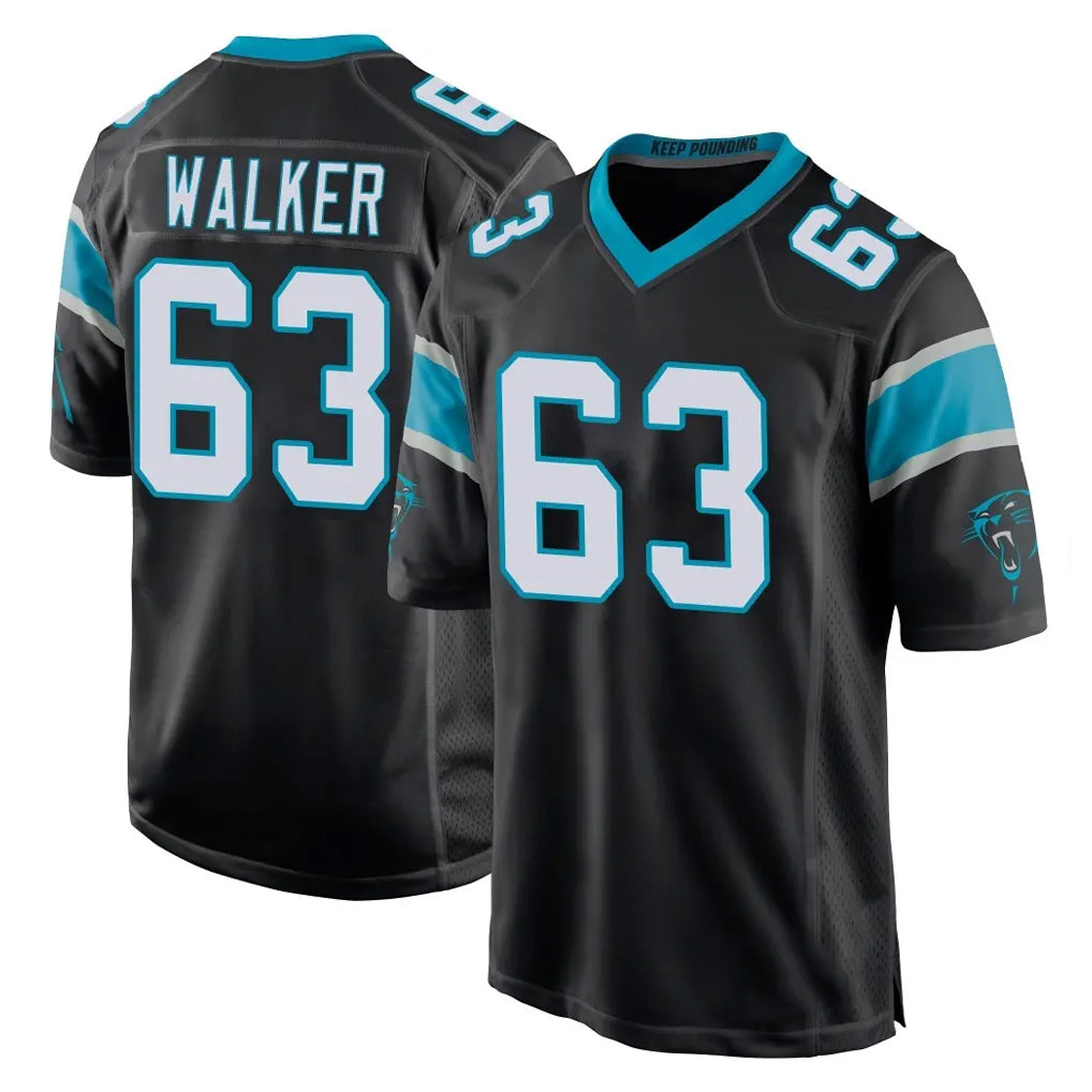 C.Panthers #63 Rasheed Walker Player Black Game Qdoa Stitched Jerseys