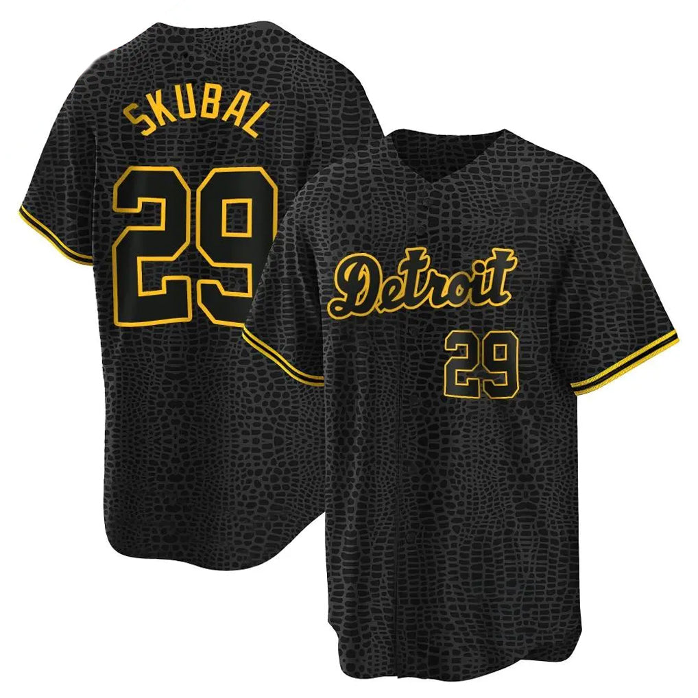 D.Tigers #29 Tarik Skubal Player Black Snake Skin City Home Game Qdoa Stitched Jerseys