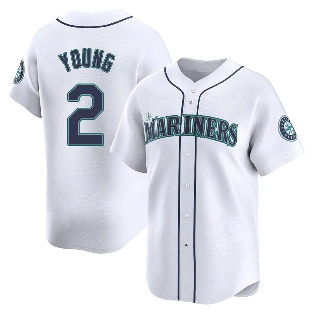 S.Mariners #2 Cole Young Player White Home Limited Qdoa Stitched Jerseys