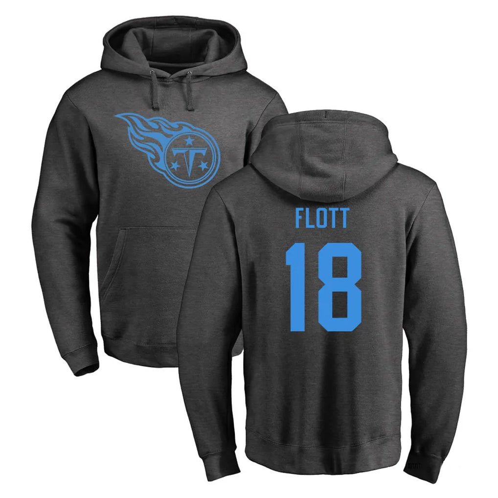 T.Titans #18 Cor'Dale Flott Player Ash One Color Pullover Hoodies Home Game Qdoa Stitched Jerseys