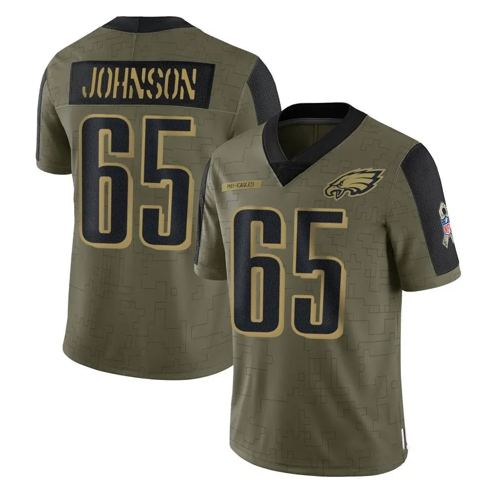 P.Eagles #65 Lane Johnson Player Olive Salute To Service Limited Game Qdoa Stitched Jerseys