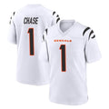 C.Bengals #1 Ja'Marr Chase Player White Home Game Qdoa Stitched Jerseys