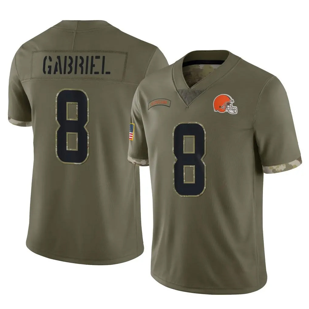 C.Browns #8 Dillon Gabriel Player Olive Salute to Service Limited Game Qdoa Stitched Jerseys