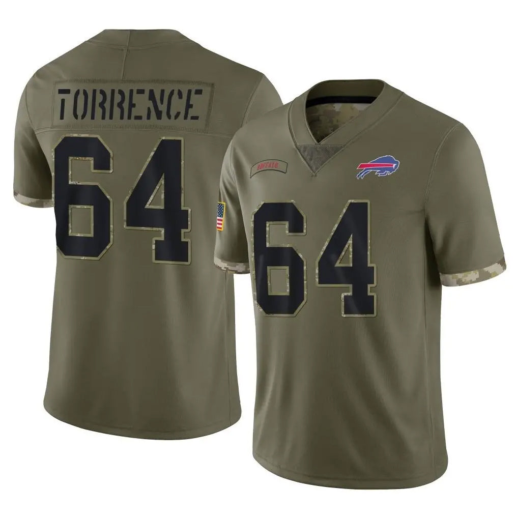 B.Bills #64 O'Cyrus Torrence Player Olive Salute To Service Qdoa Stitched Jerseys
