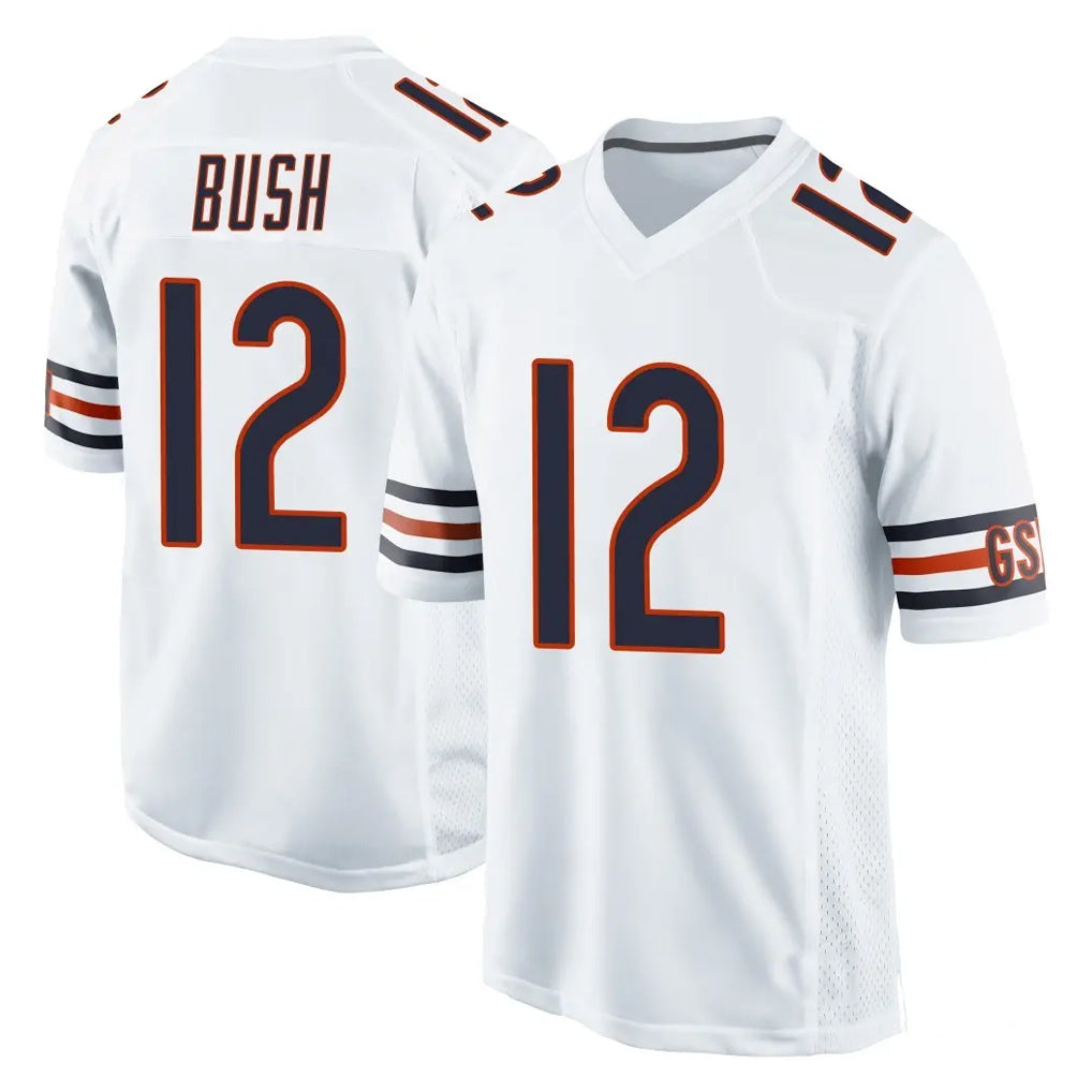 C.Bears #12 Devin Bush Player White Home Game Qdoa Stitched Jerseys
