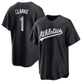 Athletics #1 Denzel Clarke Player Black Fashion Home Game Qdoa Stitched Jerseys