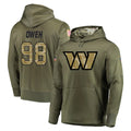 W.Commanders #98 Odafe Oweh Player Olive Salute to Service Pullover Hoodie Limited Home Game Qdoa Stitched Jerseys