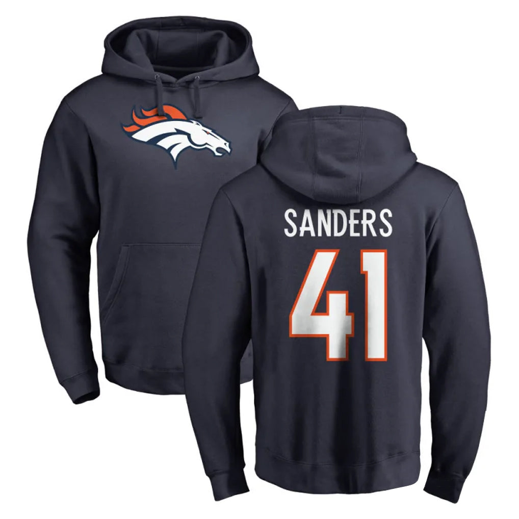 D.Broncos #41 Drew Sanders Player Navy Pullover Hoodie Limited Qdoa Stitched Jerseys