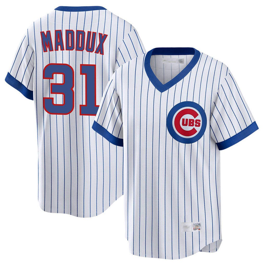 C.Cubs #31 Greg Maddux Player White T-shirt Cooperstown Collection Limited Qdoa Stitched Jerseys