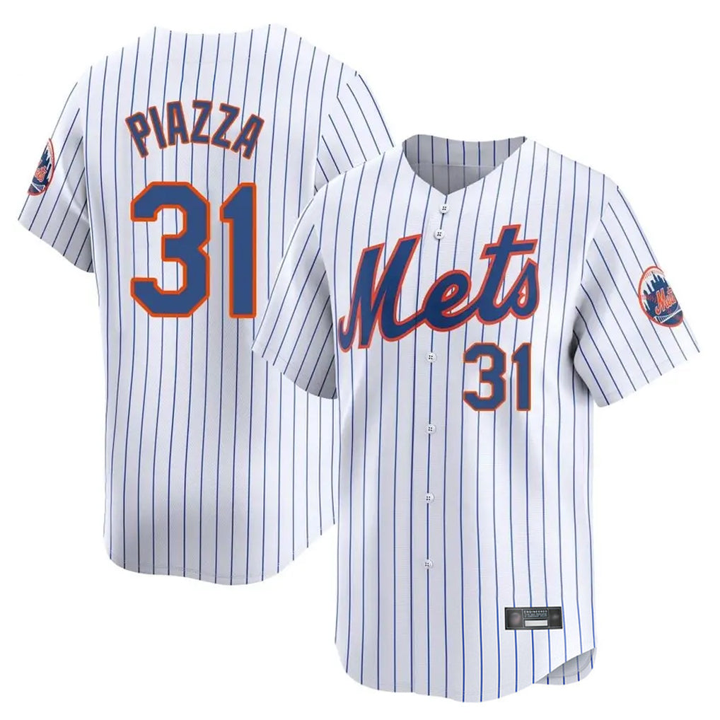 NY.Mets #31 Mike Piazza Player White Home Replica Qdoa Stitched Jerseys