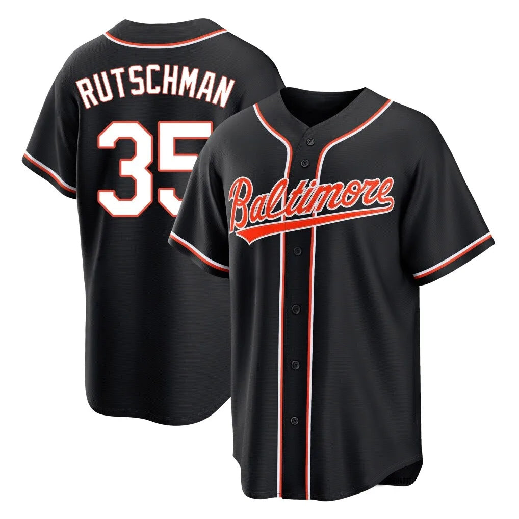 B.Orioles #35 Adley Rutschman Player Black Out Home Game Qdoa Stitched Jerseys
