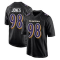 B.Ravens #98 Travis Jones Player Black Carbon Fashion Home Game Qdoa Stitched Jerseys