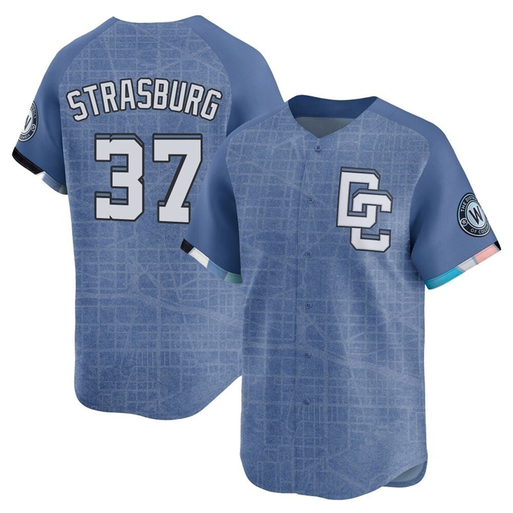 W.Nationals #37 Stephen Strasburg Player Blue City Connect Elite Qdoa Stitched Jerseys