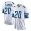 D.Lions #20 Barry Sanders Player White Home Game Qdoa Stitched Jerseys