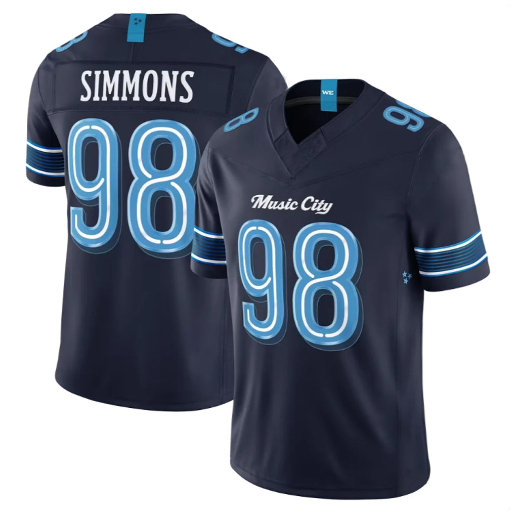 T.Titans #98 Jeffery Simmons Player Navy 2026 Rivalries Collection Limited Home Game Qdoa Stitched Jerseys