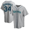 S.Mariners #34 Felix Hernandez Player Gray Home Game Qdoa Stitched Jerseys