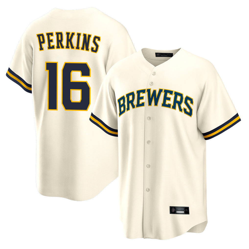 M.Brewers #16 Blake Perkins Player Cream Home Game Qdoa Stitched Jerseys