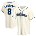 S.Mariners #8 Dominic Canzone Player Cream Home Game Qdoa Stitched Jerseys