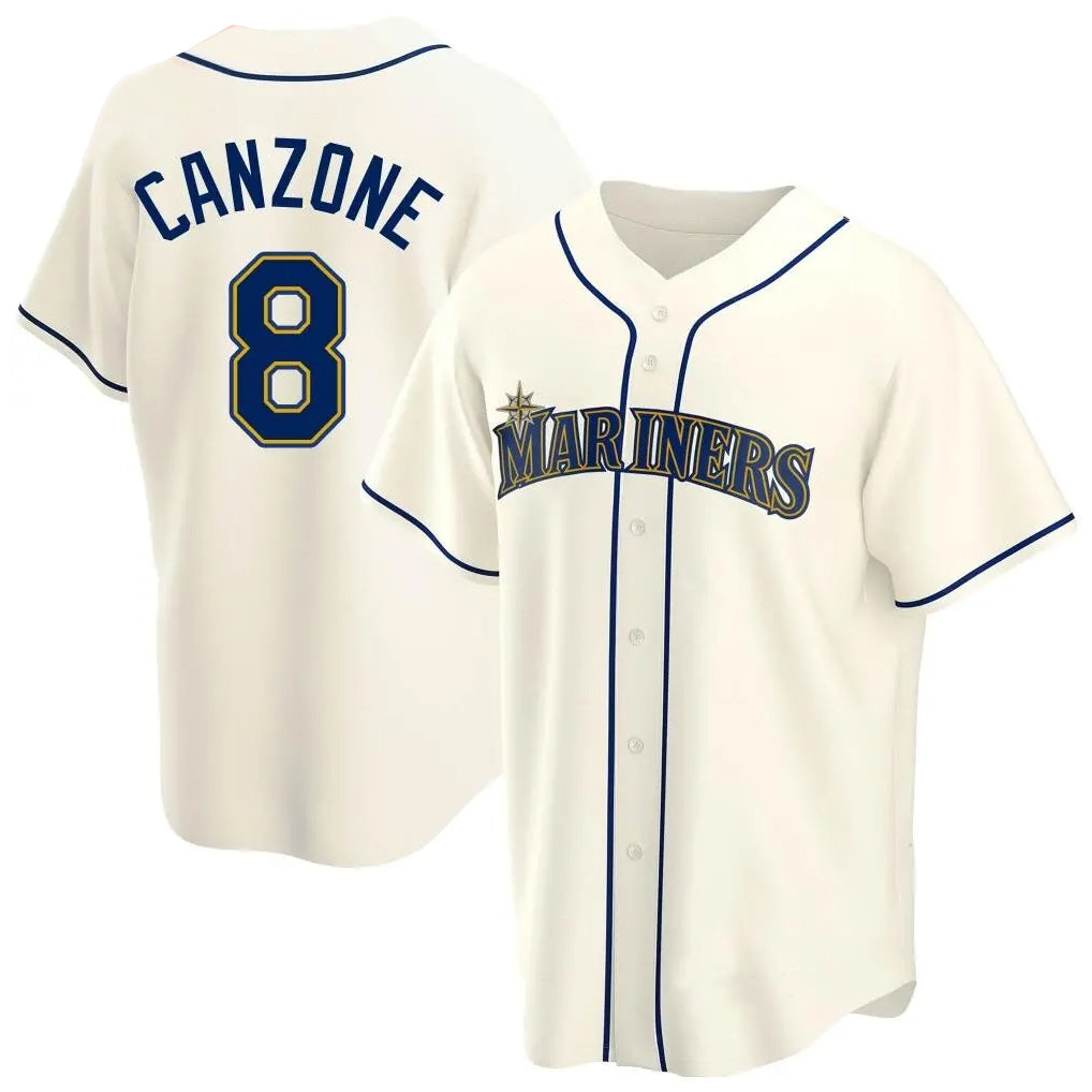 S.Mariners #8 Dominic Canzone Player Cream Home Game Qdoa Stitched Jerseys