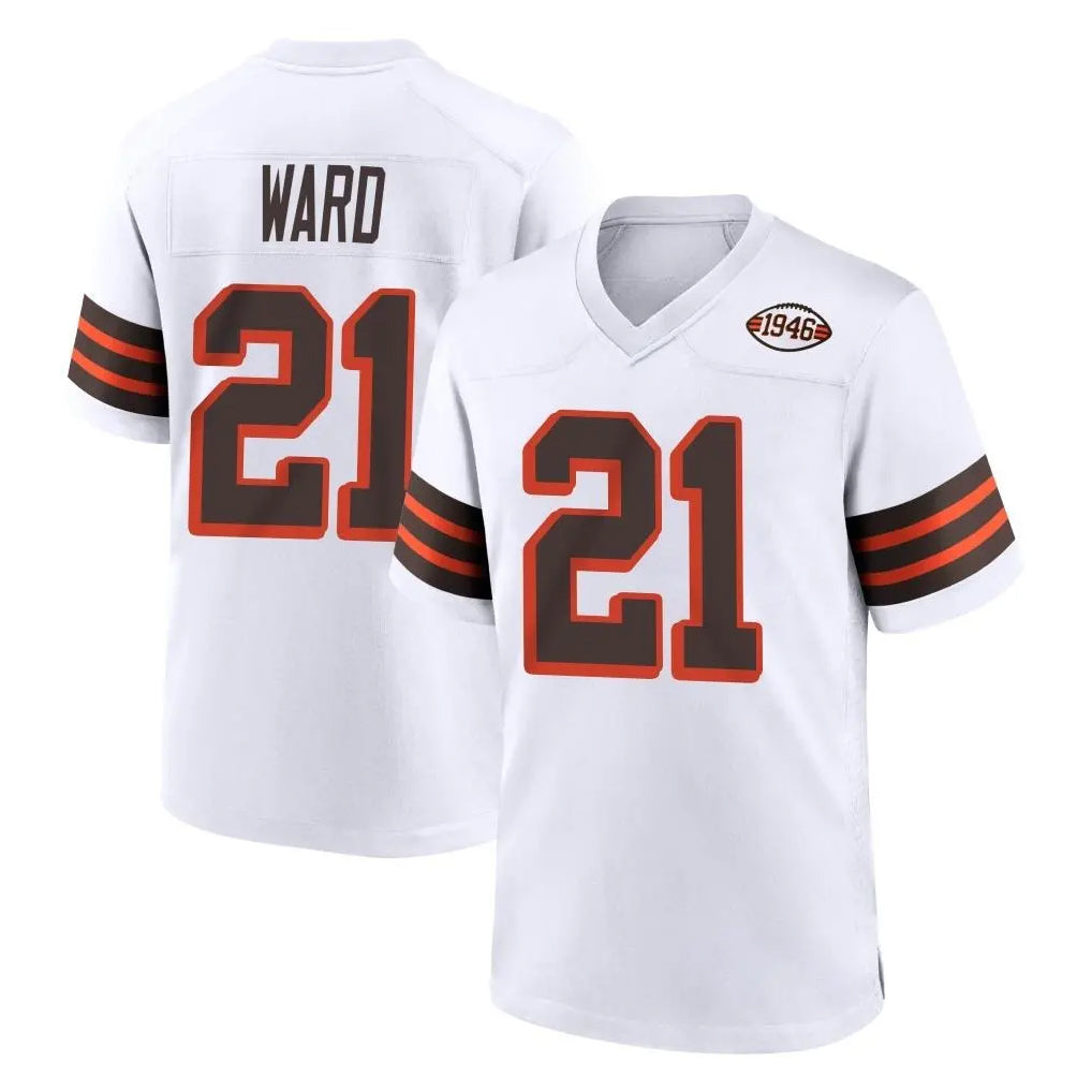 C.Browns #21 Denzel Ward Player White Alternate Home Game Qdoa Stitched Jerseys