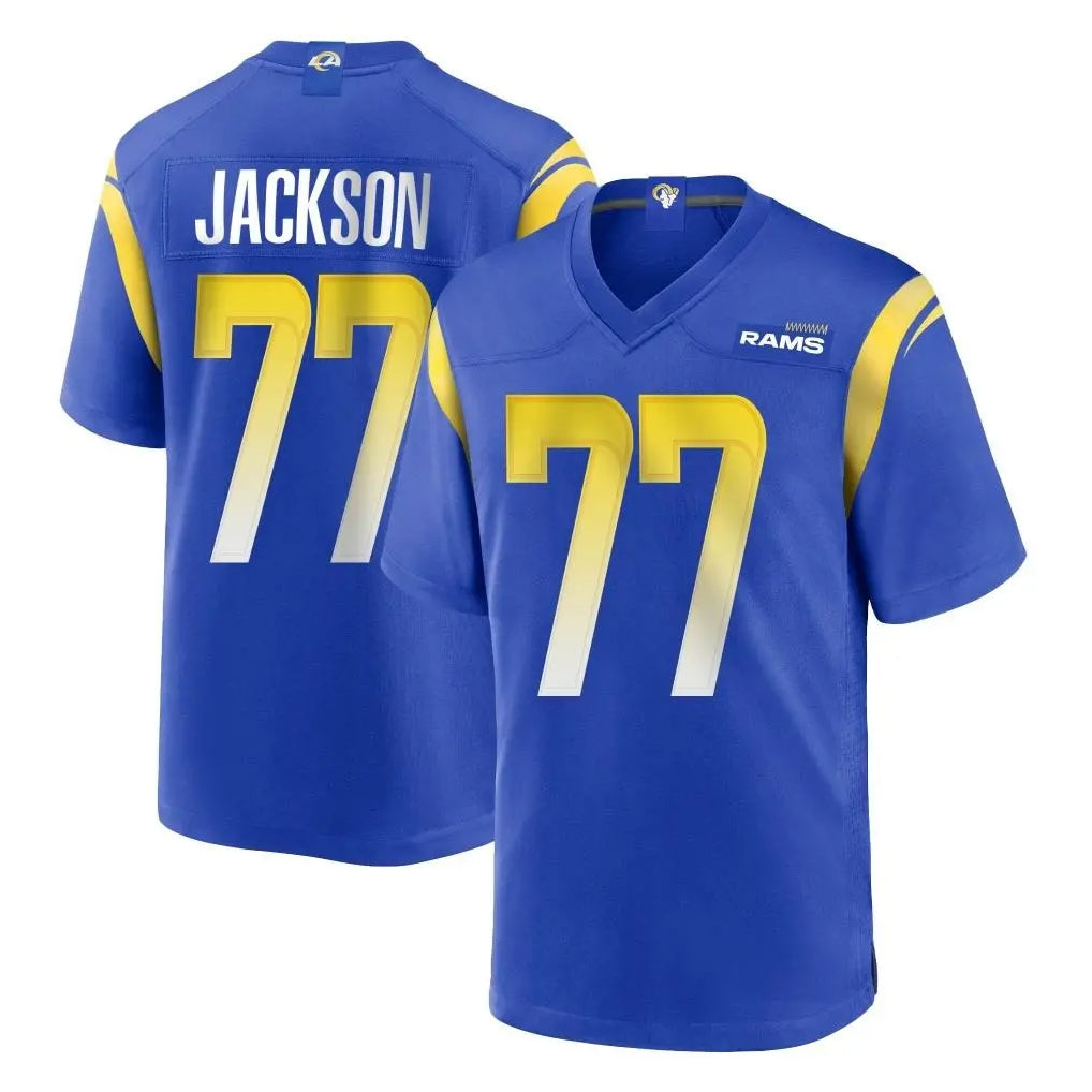 LA.Rams #77 Alaric Jackson Player Royal Home Game Qdoa Stitched Jerseys