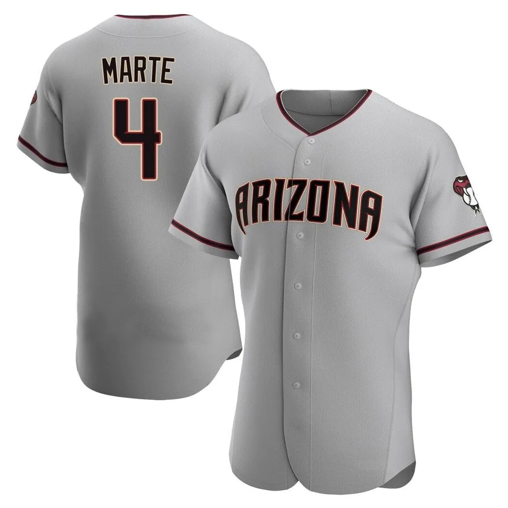 A.Diamondbacks #4 Ketel Marte Player Gray Road Limited Elite Home Game Qdoa Stitched Jerseys