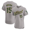 Athletics #15 Seth Brown Player Gray Road Limited Elite Home Game Qdoa Stitched Jerseys