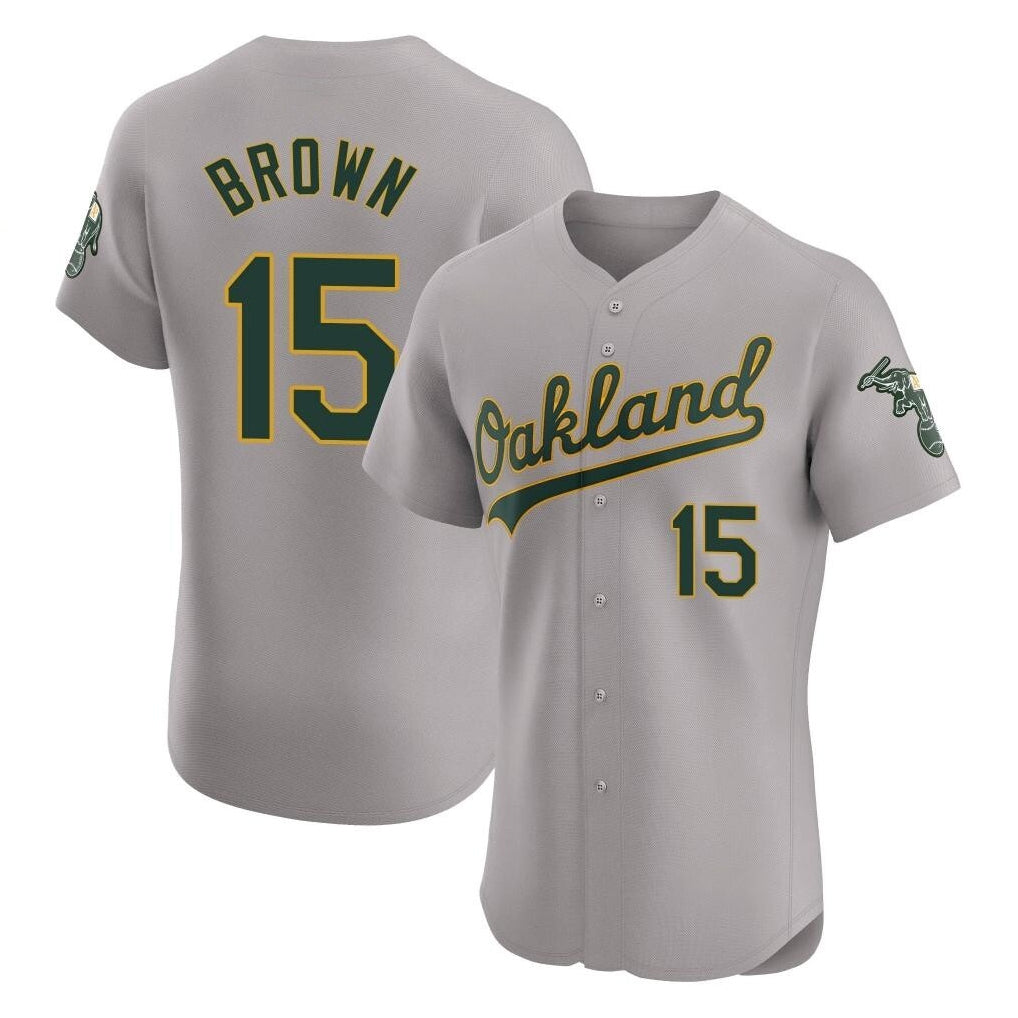 Athletics #15 Seth Brown Player Gray Road Limited Elite Home Game Qdoa Stitched Jerseys