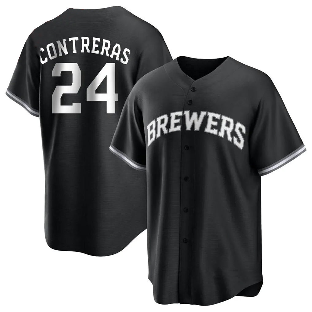 M.Brewers #24 William Contreras Player Black Game Home Qdoa Stitched Jerseys