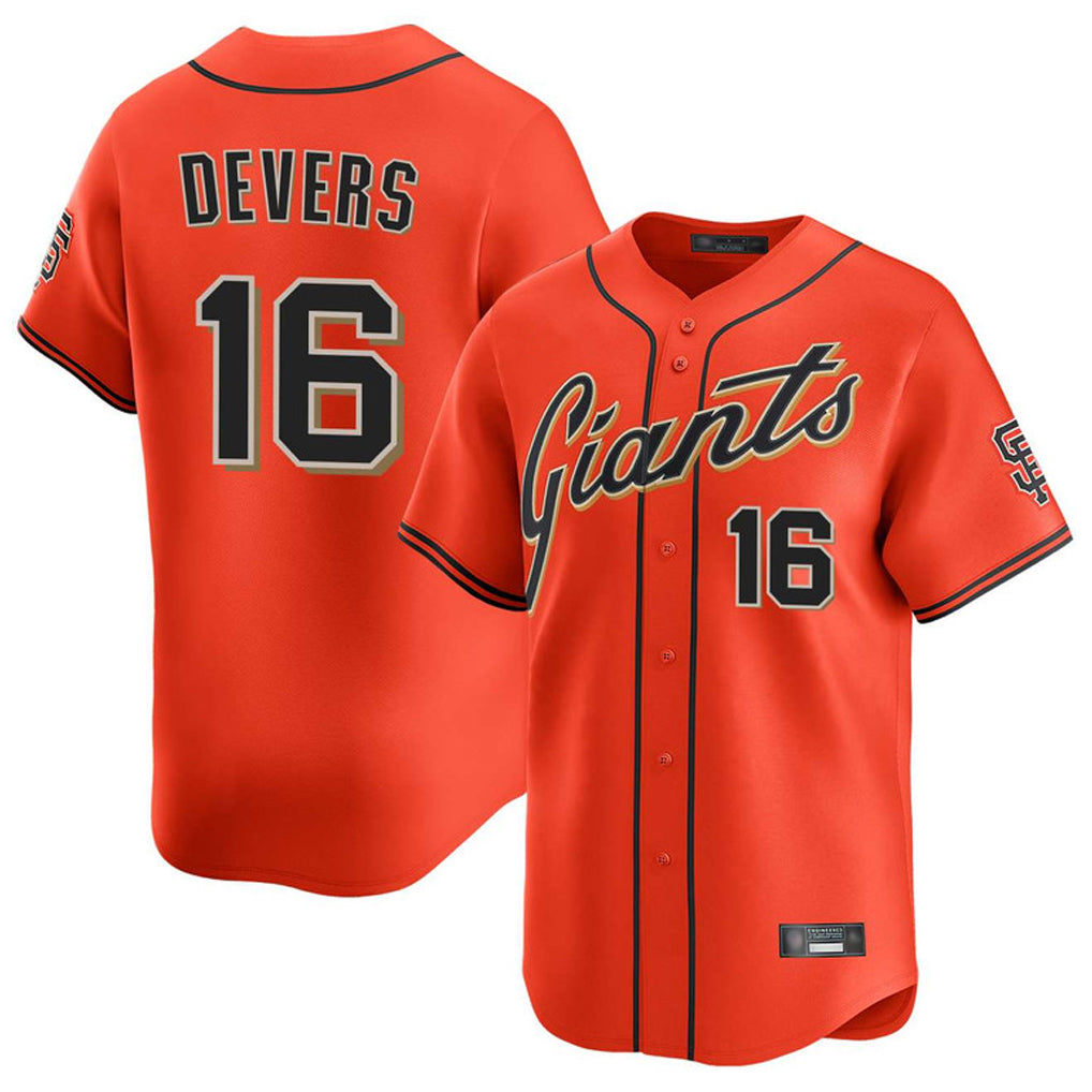 SF.Giants #16 Rafael Devers Player Orange Home Limited Qdoa Stitched Jerseys