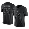 LV.Raiders #74 Kolton Miller Player Black Reflective Limited Game Qdoa Stitched Jerseys