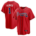 A.Braves #1 Ozzie Albies Player Red Home Game Qdoa Stitched Jerseys