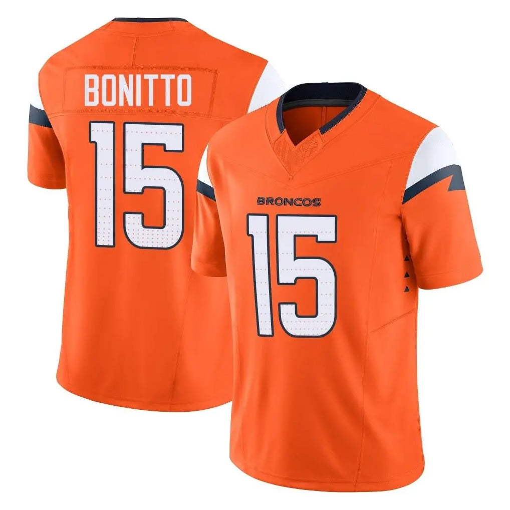 D.Broncos #15 Nik Bonitto Player Orange Vapor F.U.S.E. Limited Home Game Qdoa Stitched Jerseys