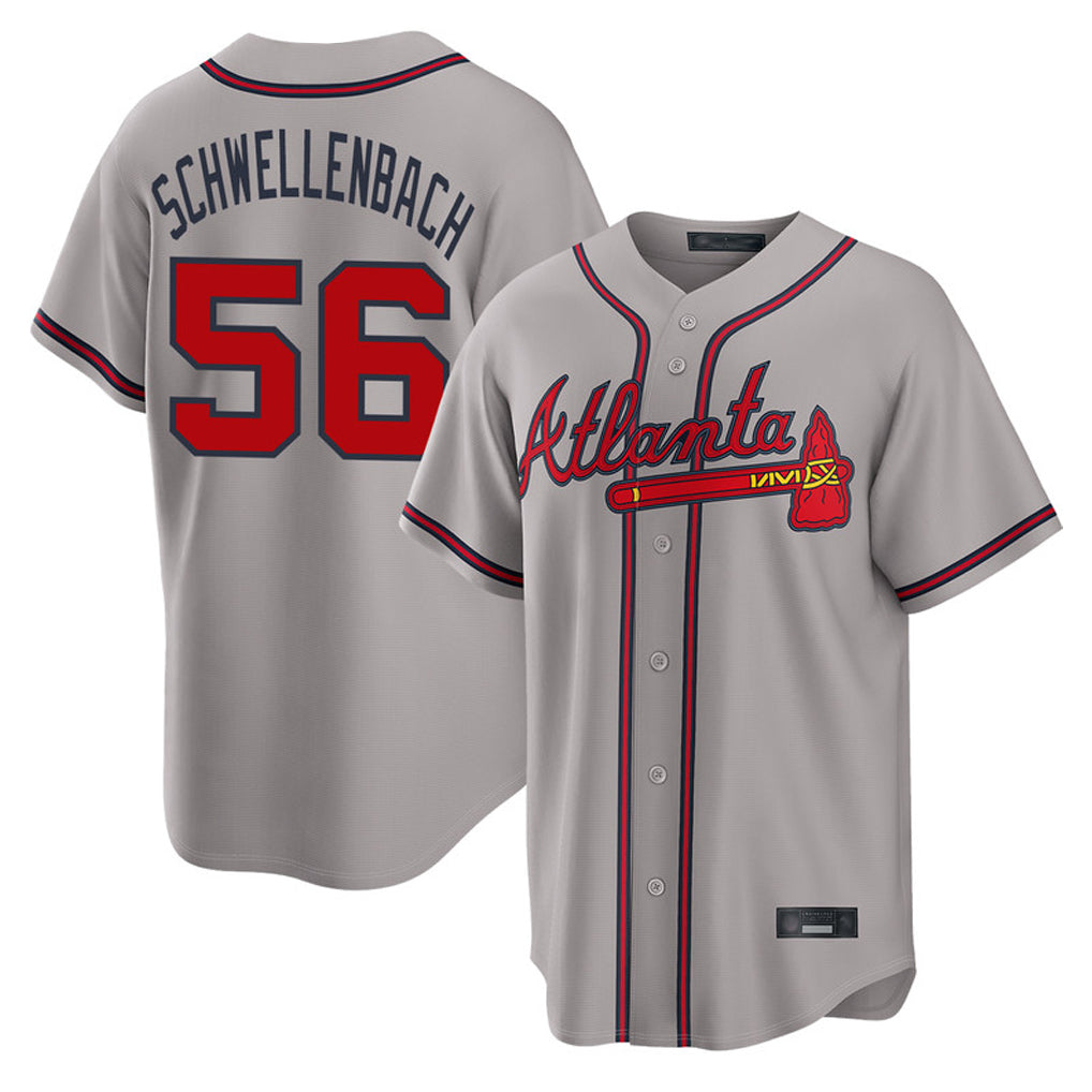 A.Braves #56 Spencer Schwellenbach Player Gray Home Game Qdoa Stitched Jerseys
