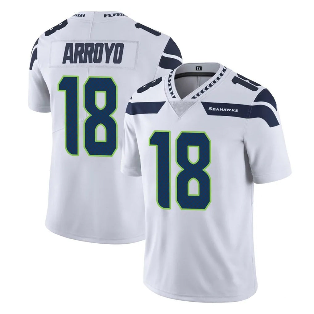 S.Seahawks #18 Elijah Arroyo Player White Limited Vapor Untouchable Home Game Qdoa Stitched Jerseys