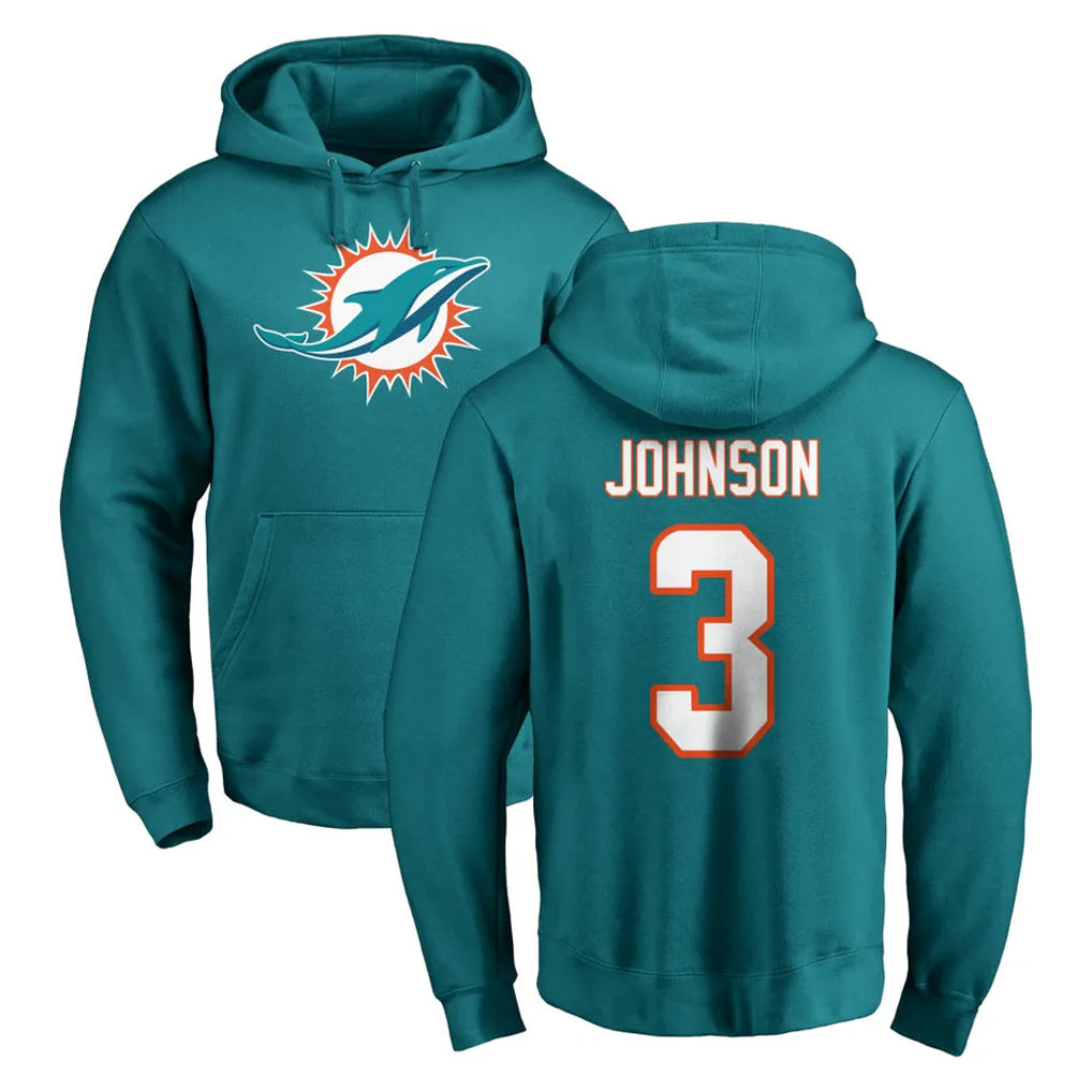 M.Dolphins #3 Chris Johnson Player Aqua LOGO Pullover Hoodies Limited Qdoa Stitched Jerseys