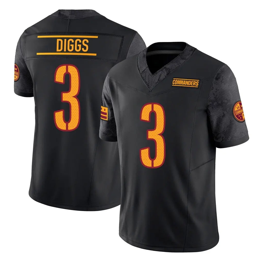W.Commanders #3 Stefon Diggs Player Black Limited Vapor F.U.S.E. Home Game Qdoa Stitched Jerseys